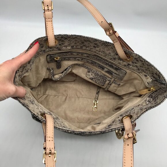 Michael Kors Gray Python Embossed Leather Shoulder Bag - Picture 10 of 10